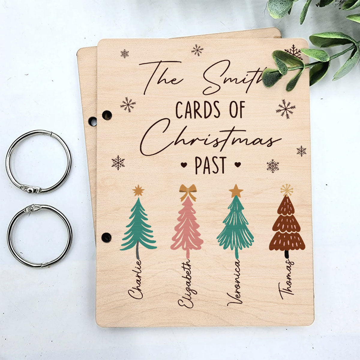 Pine Tree Family Personalized Christmas Card Keeper, Birthday, Wedding, Holiday Card Holder