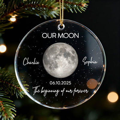 Moon Phase Couple The Beginning Of Our Forever - Personalized Acrylic Ornament - Gift For Couple