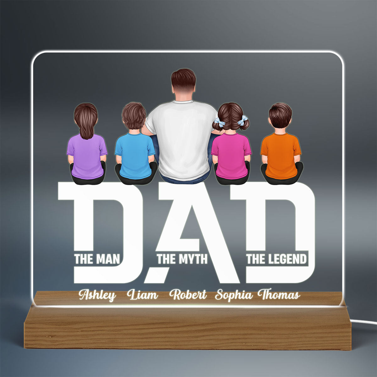 Dad The Legend Cut Through Personalized Custom Shape Warm LED Night Light