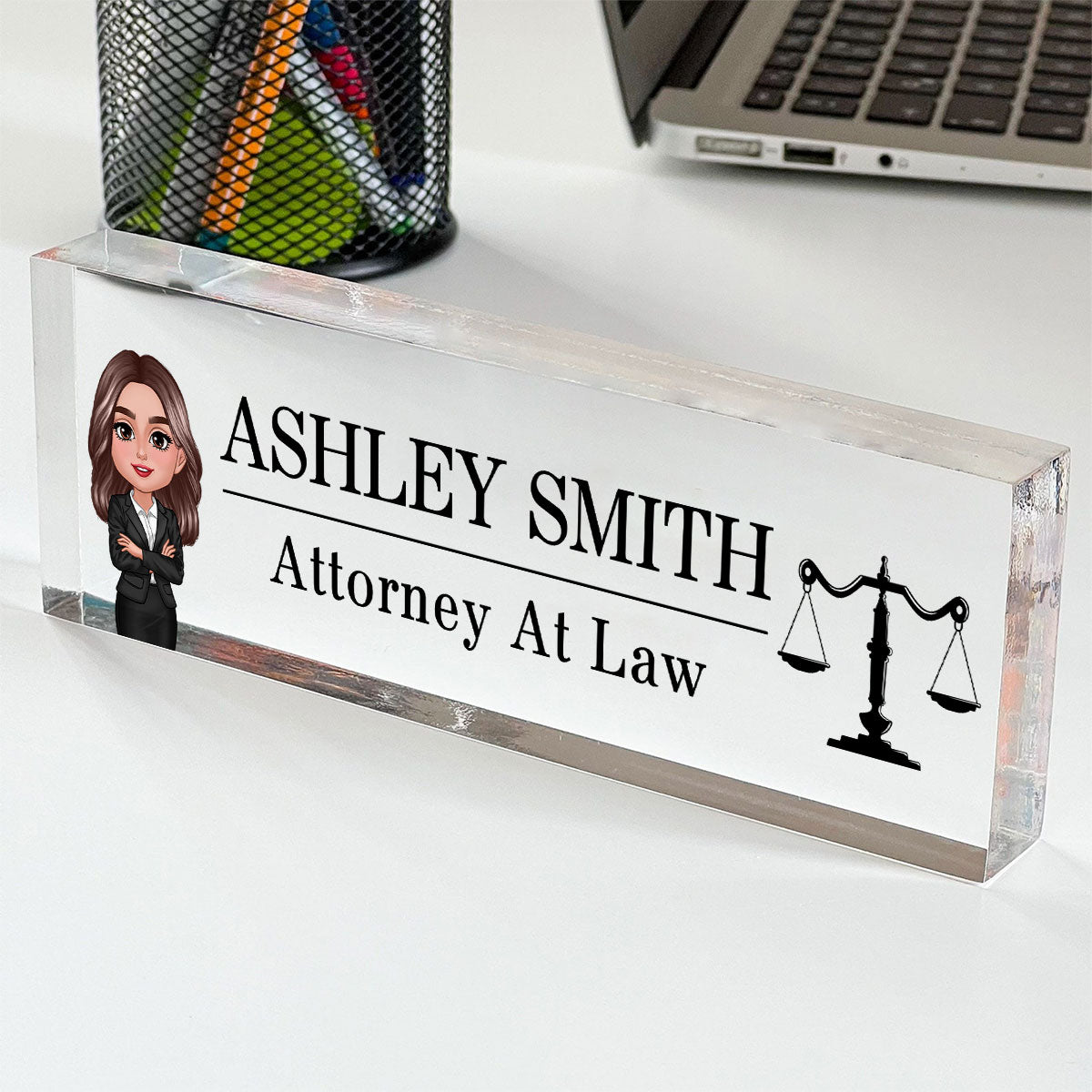 Lawyer Attorney Personalized Acrylic Desk Name Plate, Office Decor, Appreciation Gift, Graduation Gift