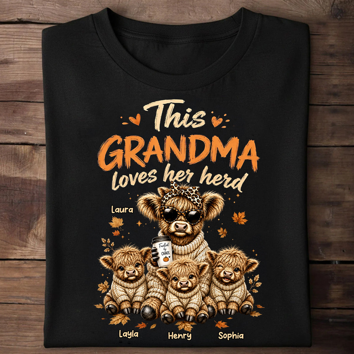 This Grandma Loves Her Herd Fall Season - Personalized Shirt - Cozy Autumn Tee for Grandma