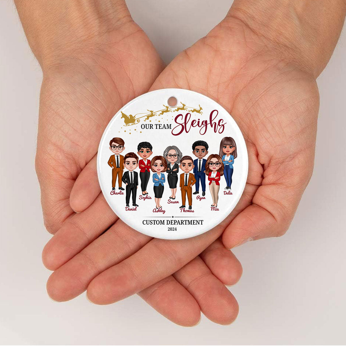 Staff Christmas Gifts, Best Team Ever Christmas Ornaments, Our Team Sleigh 2025 Ornament, Company Christmas Gift for Employees