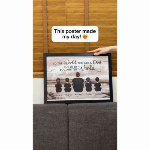Dad And Sons Daughters Retro Vintage Beach Personalized Poster, Heartfelt Gift For Dad, For Husband