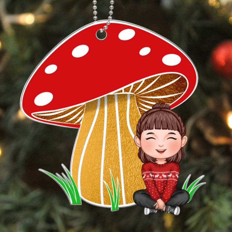 Grandson Granddaughter Grandkid Mushroom Personalized Acrylic Ornament