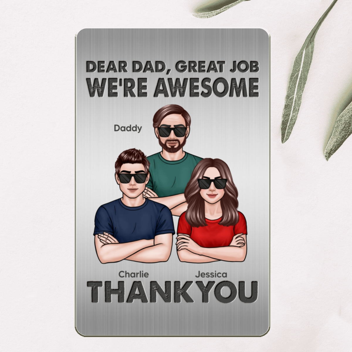 New Man Woman Crossed Arms Dear Dad We‘re Awesome Personalized Metal Wallet Card