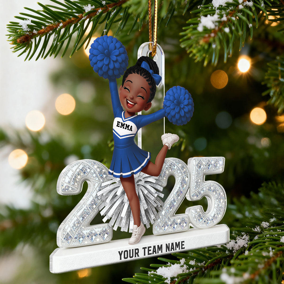 3D Shining Effect Christmas Cheerleader - Personalized Acrylic Ornament - Christmas Gift For Cheerleaders