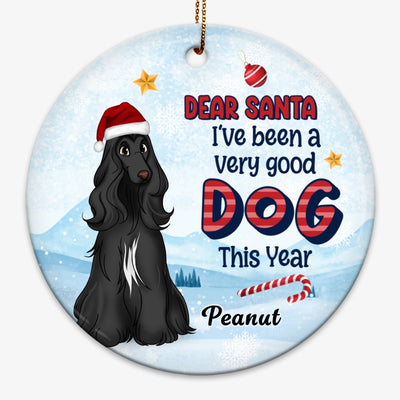 Cute Sitting Dog Been Good Christmas Personalized Circle Ornament