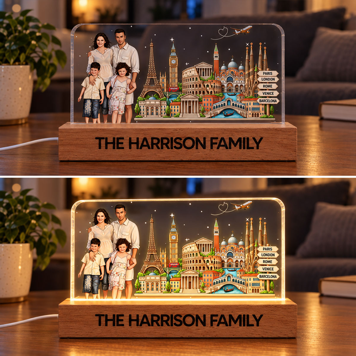 The Places You've Been Landmarks With Custom Photo Upload - Personalized Acrylic Block LED Night Light - Traveling Destination Keepsake, Christmas Gift For Traveling Lovers