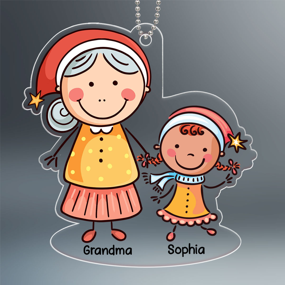 Christmas Stick Grandma And Grandkid Gift For Granddaughter Grandson Personalized Acrylic Ornament