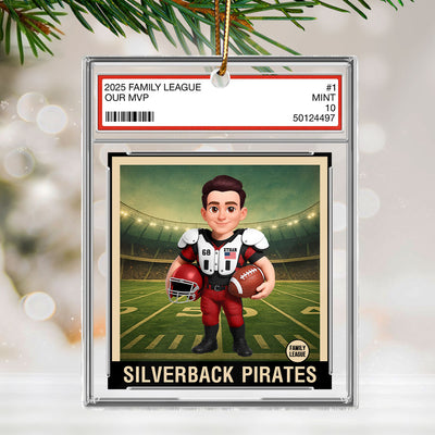 American Football Player All Star Trading Card Style - Personalized Acrylic Ornament - Christmas Gift For Son, Grandson