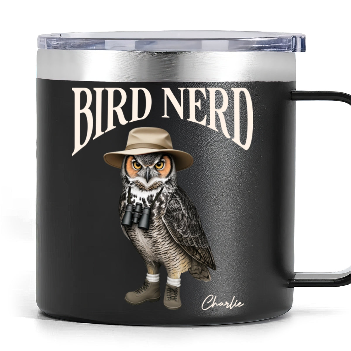 Bird Nerd Funny Bird Watcher, Bird Twitcher Gift for Bird Lover Personalized Stainless Steel Tumbler With Handle