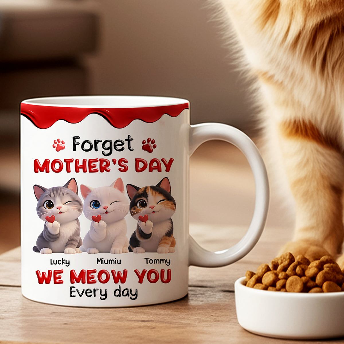 Forget Mother's Day I Meow You Every Day - Personalized Mug - Sentimental Gift for Cat Moms