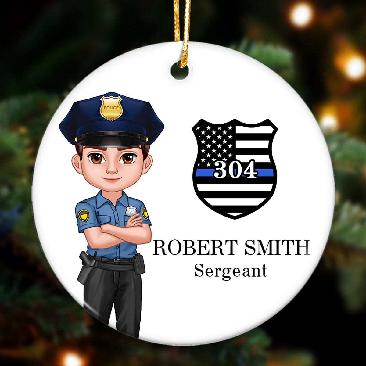 Police Christmas Personalized Ceramic Ornament, Office Decor, Appreciation Gift, Christmas Gift For Law Enforcement