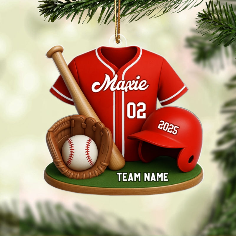 Baseball Custom Jersey 3D Effect - Personalized Acrylic Ornament - Christmas Gift for Son, Daughter, Grandkids