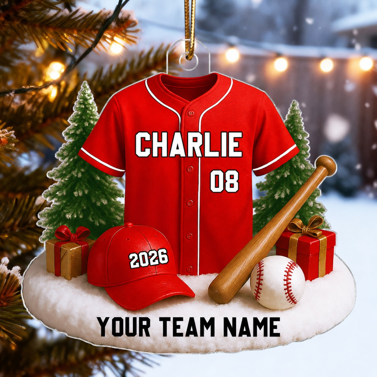 3D Effect Baseball Player Uniform - Personalized Acrylic Ornament - Gift For Baseball Players, Baseball Team
