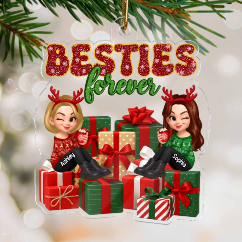 There's No Greater Gift Than Friendship Christmas - Personalized Acrylic Ornament - Gift For Besties
