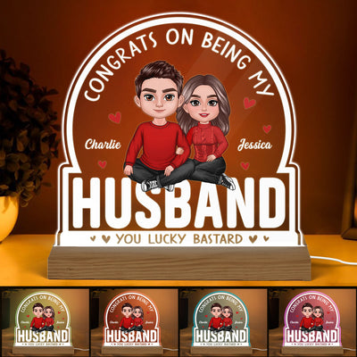Congrats On Being My Boyfriend Girlfriend Husband Wife Gift For Couples Personalized Acrylic LED Night Light