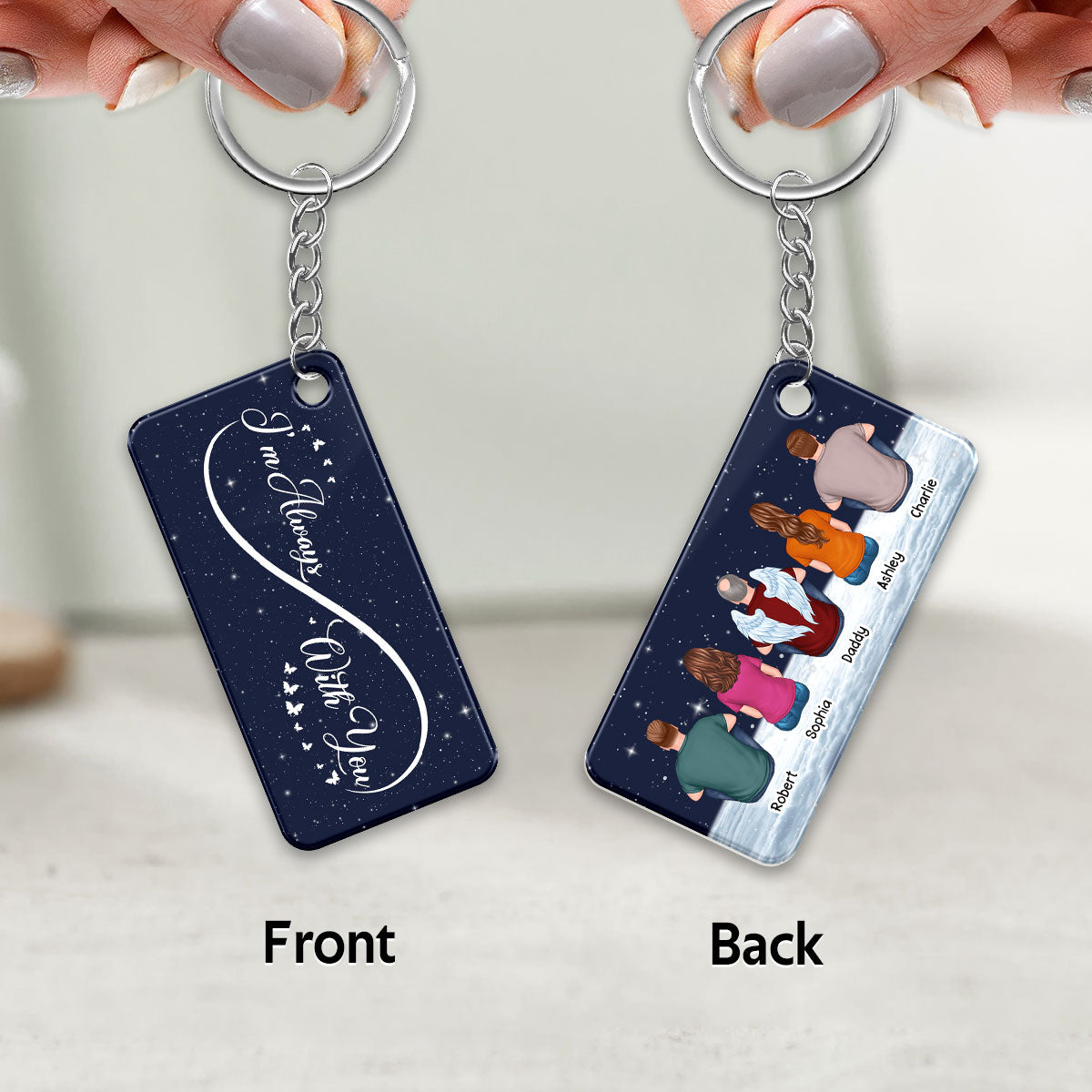 Infinity Night Sky Always With You Whole Family Memorial Remembrance Gift Personalized Acrylic Keychain