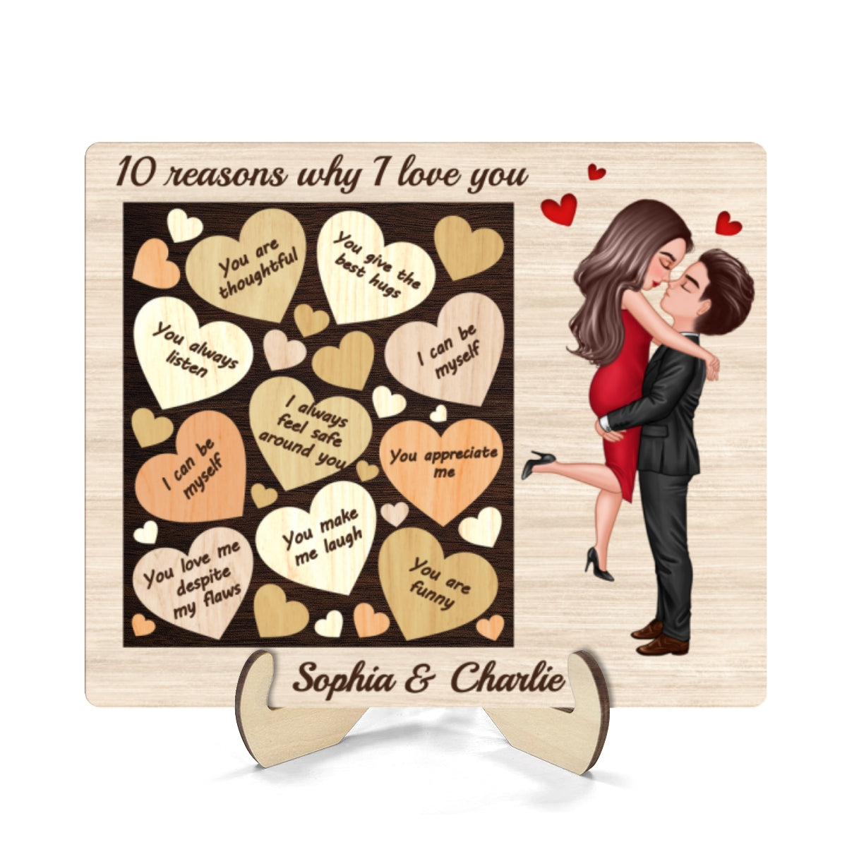 Reasons Why I Love You Valentine‘s Day Gift For Him For Her Keepsake Personalized 2-Layer Wooden Plaque
