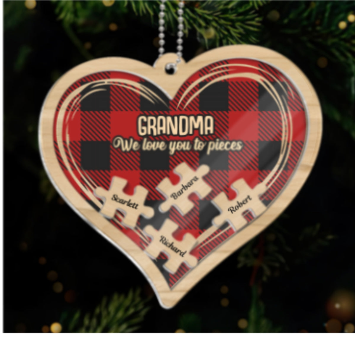 Grandma Grandpa We Love You To Pieces Personalized 4D Shaker Ornament, Christmas Gift For Grandparents