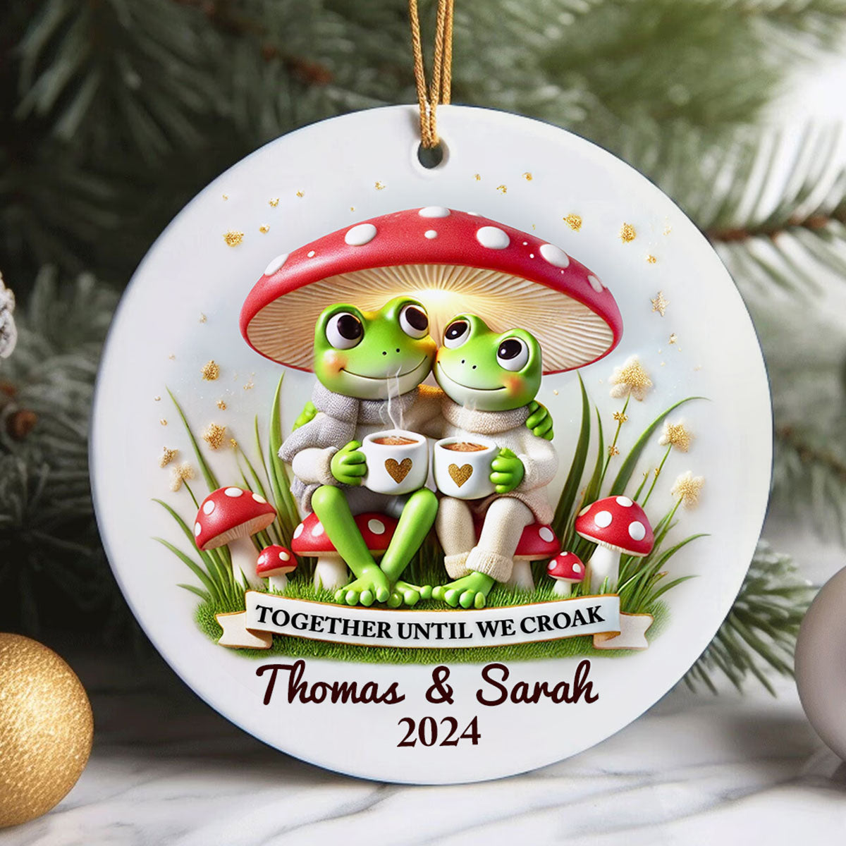 Together Until We Croak Couple Togetherness Keepsake 2D Flat Personalized Ceramic Ornament