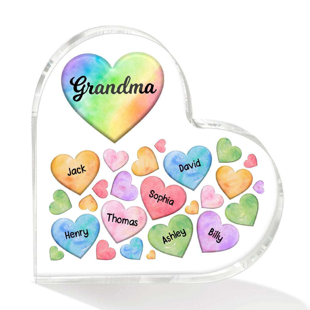 Grandma Mom Hearts In Heart Personalized Heart Acrylic Plaque