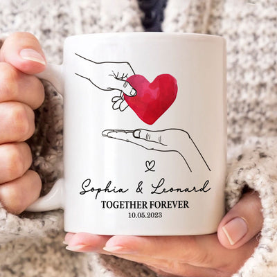 Give You My Heart Couple Hands Personalized Mug,  gift, Anniversary gift for Couples