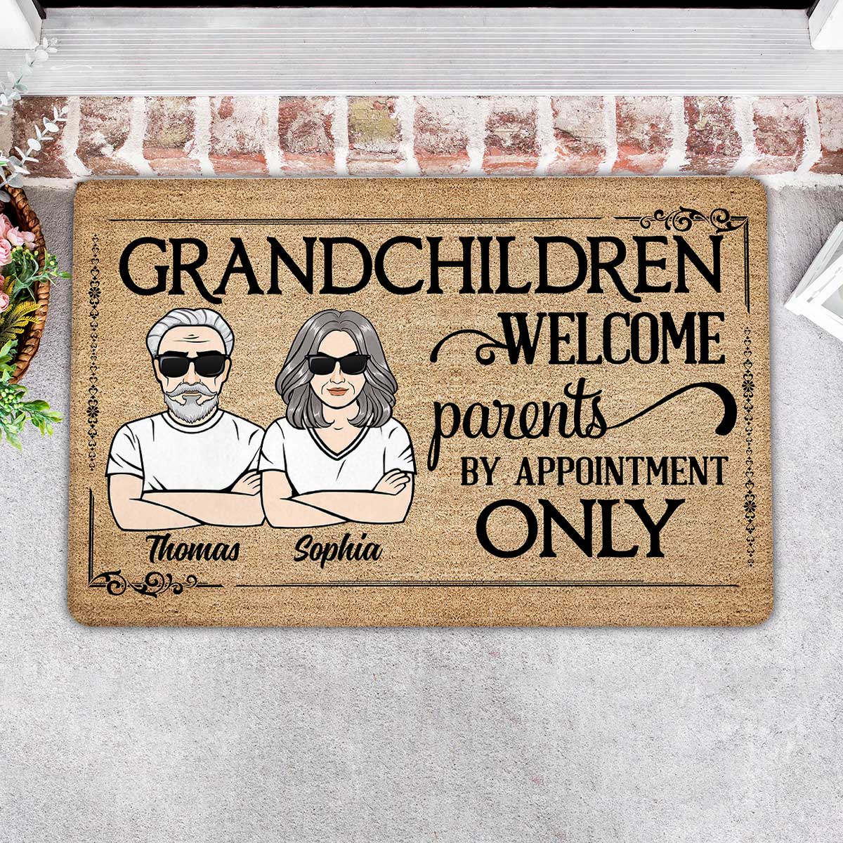 Grandchildren Welcome Parents By Appointment Grandparents Personalized Doormat