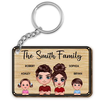 Family Name Dogs Cats Personalized Wooden Keychain