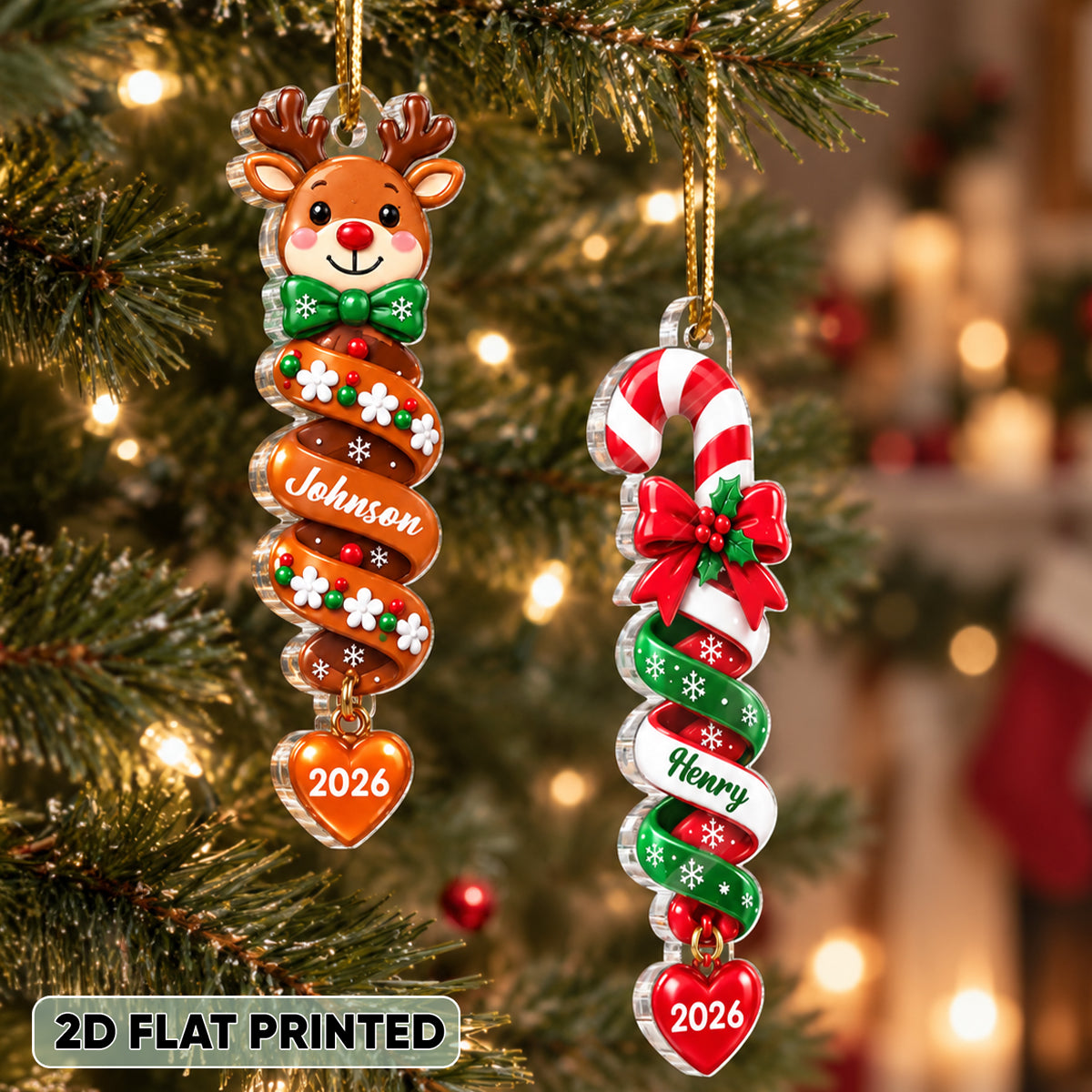 Custom Family Kids Boy Girl Names - Personalized Acrylic Ornament - Christmas Gift for Children, Friends