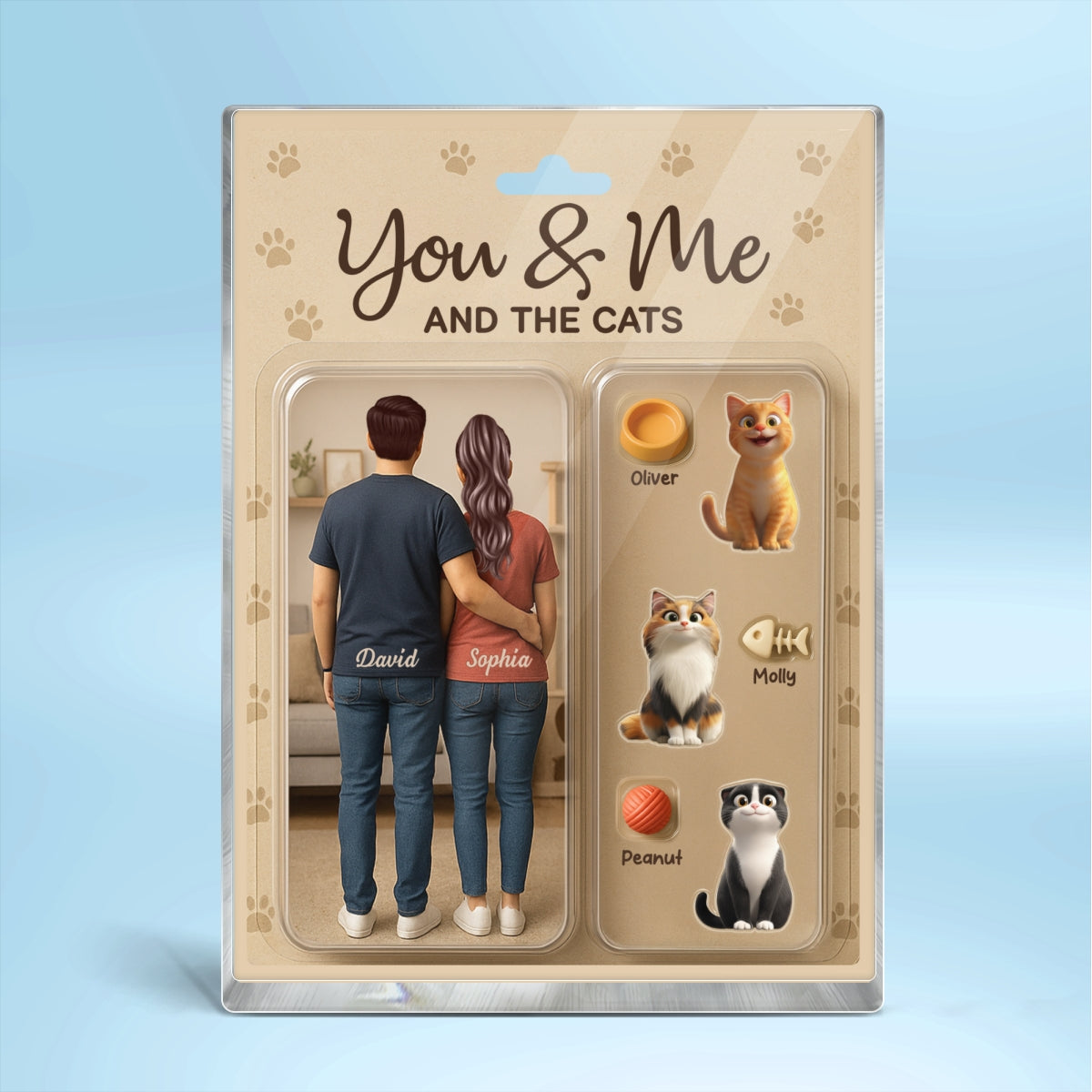 You & Me We Got This Cat Lover Couple Realistic Figures Style Personalized Acrylic Block Plaque