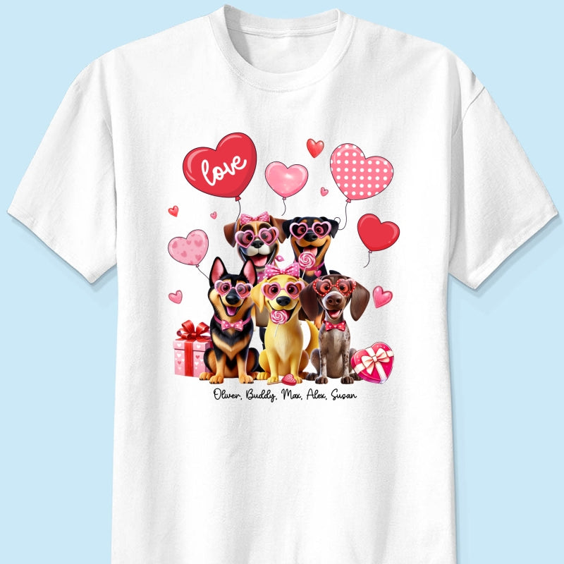 Personalized  Heart Balloon Shirt For Dog Mom, 3D Cute Dogs