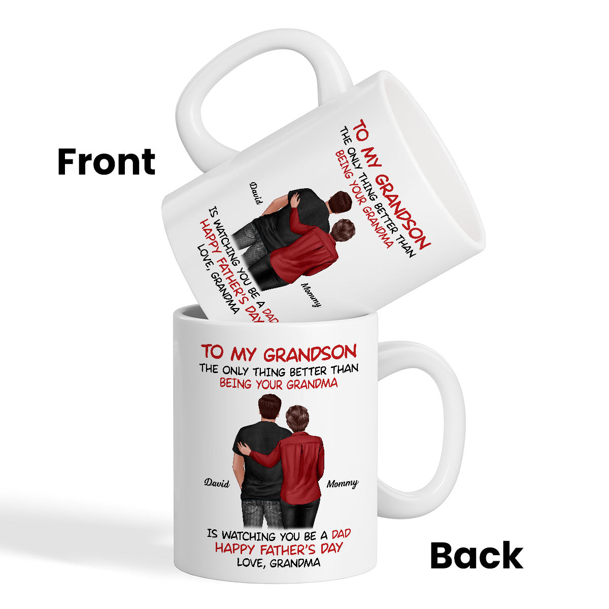 To My Grandson From Grandma Happy Father‘s Day Back View Personalized Mug