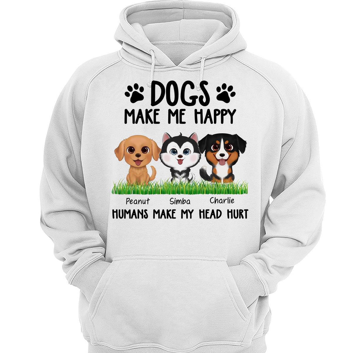 Watercolor Cute Dogs On Grass Dogs Make Me Happy Personalized Shirt