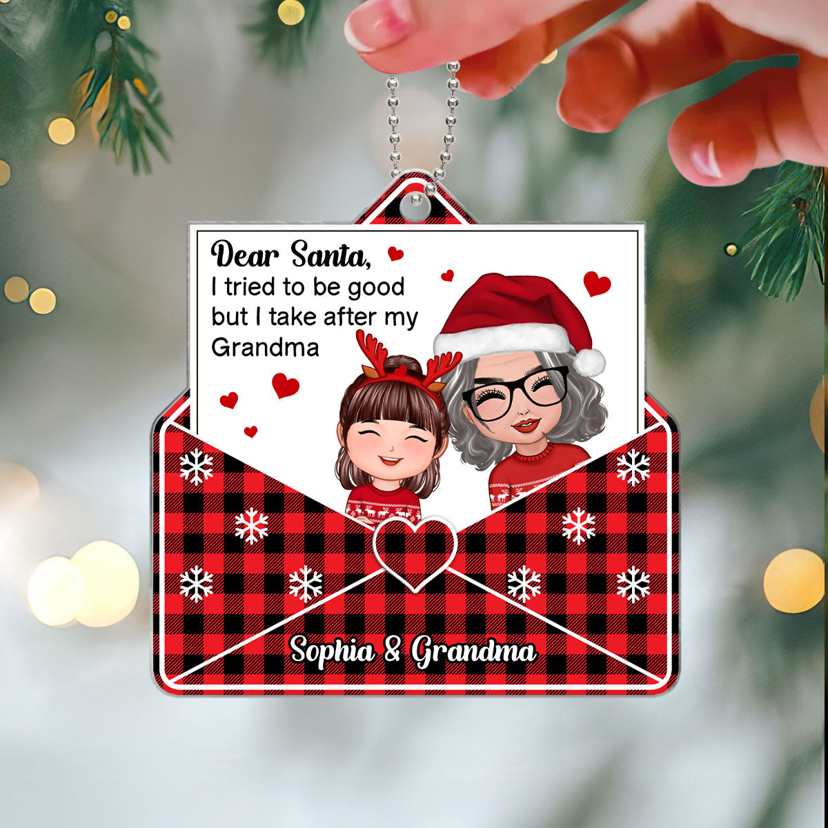 Doll Grandma Grandkid Crossed Arms Dear Santa I Tried To Be Good Personalized Acrylic Ornament