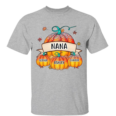 Colorful Pumpkins Grandma Mom Kids Fall Season Personalized Shirt