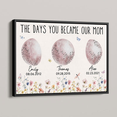 Wild Flowers The Day You Become Mom Grandma Custom Floral Birth Moon Phase Personalized Poster, Gift