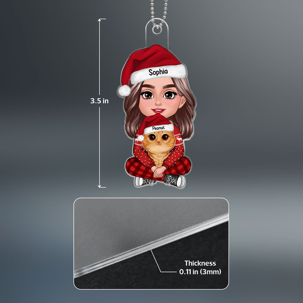 Woman Holding Cute Fluffy Cat Christmas Gift For Cat Lover Cat Mom Personalized Acrylic Ornament