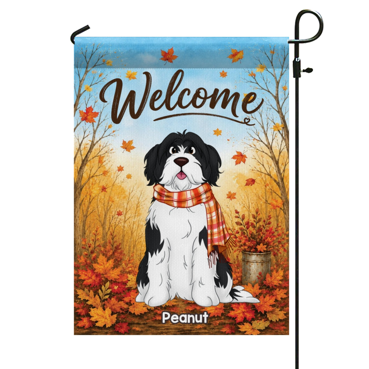 Trending Cute Sitting Dog - Personalized Garden Flag - Fall Season Decoration For Dog Mom, Dog Dad