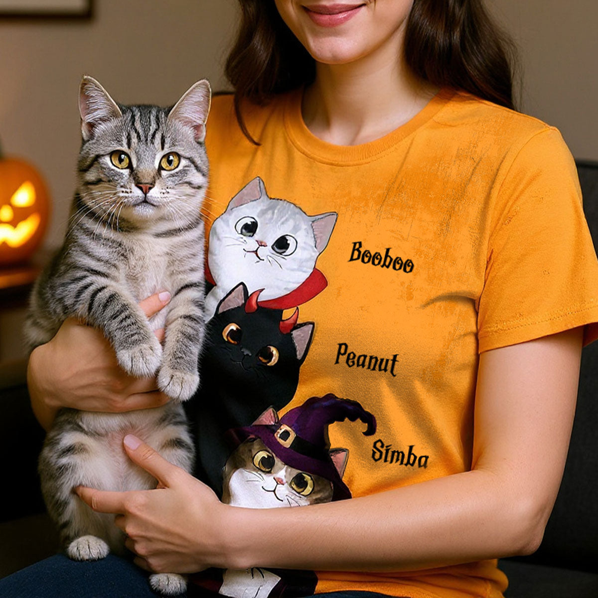 Peeking Halloween Cats Spooky Vibe - Personalized 3D Shirt
