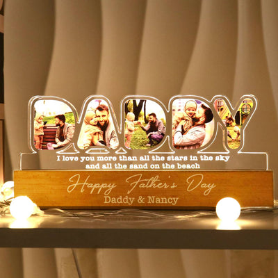 DADDY Photos Insert We Love You Personalized LED Night Light, Father's Day Gift For Dad, Husband