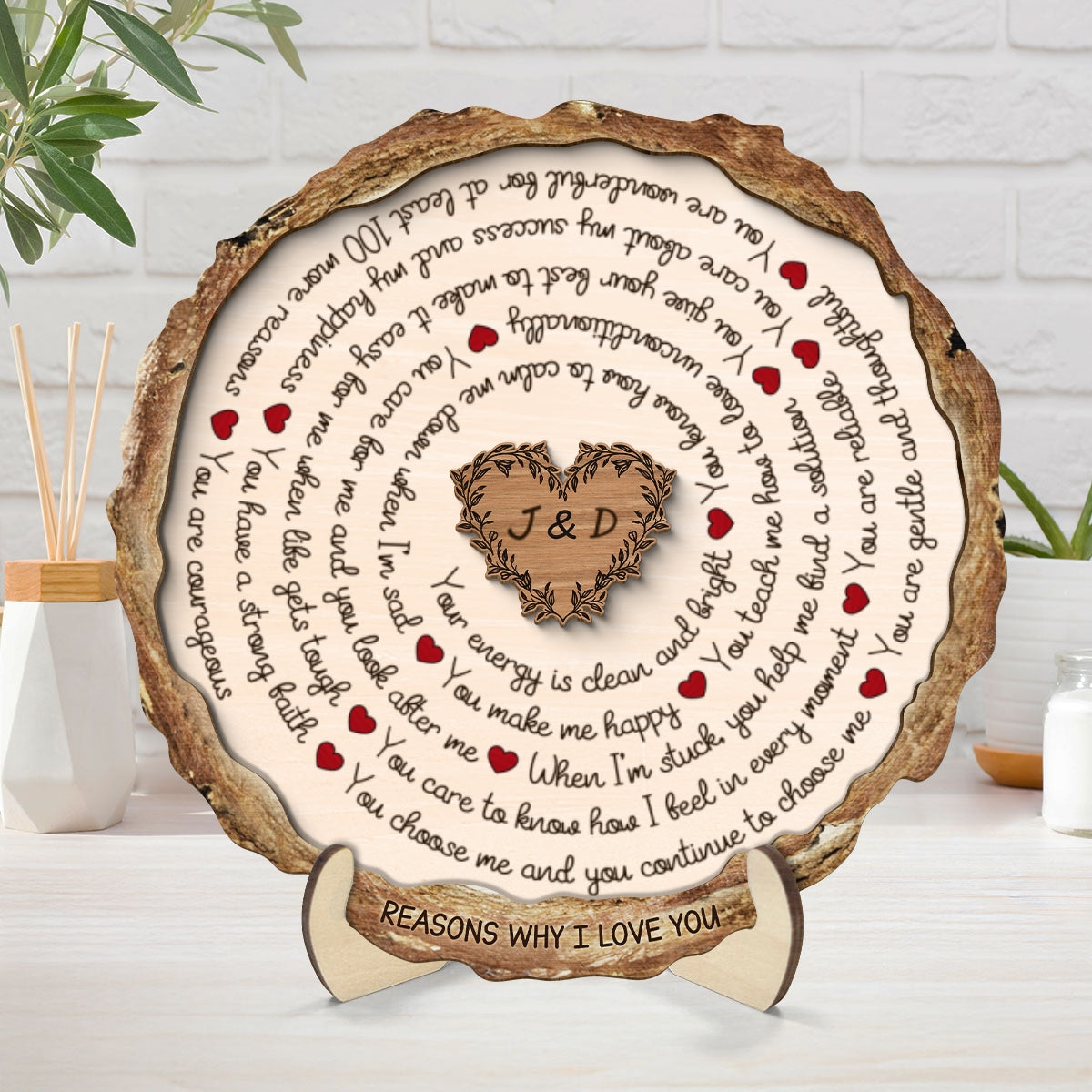 Reasons Why I Love You Spiral Text  Gift For Him Or Her Personalized 2-Layer Wooden Plaque