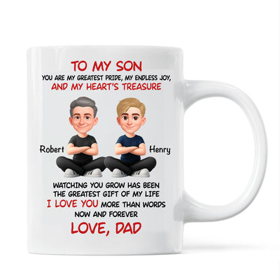 To My Son My Heart's Treasure - Personalized Mug - Christmas Gift from Dad to Son