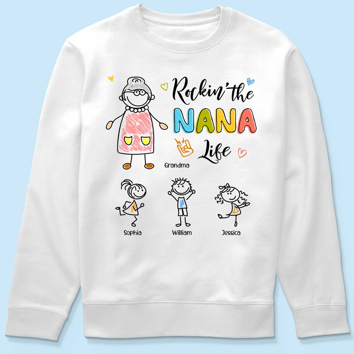 Rockin' Grandma Life Drawing Personalized Shirt