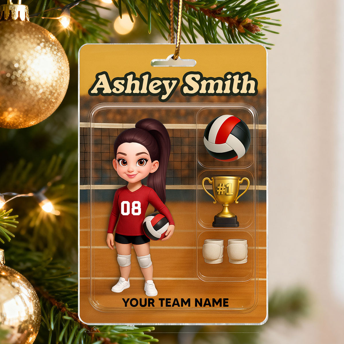 3D Effect Volleyball Player Custom Figure - Personalized Acrylic Ornament - Christmas Gift For Volleyball Players