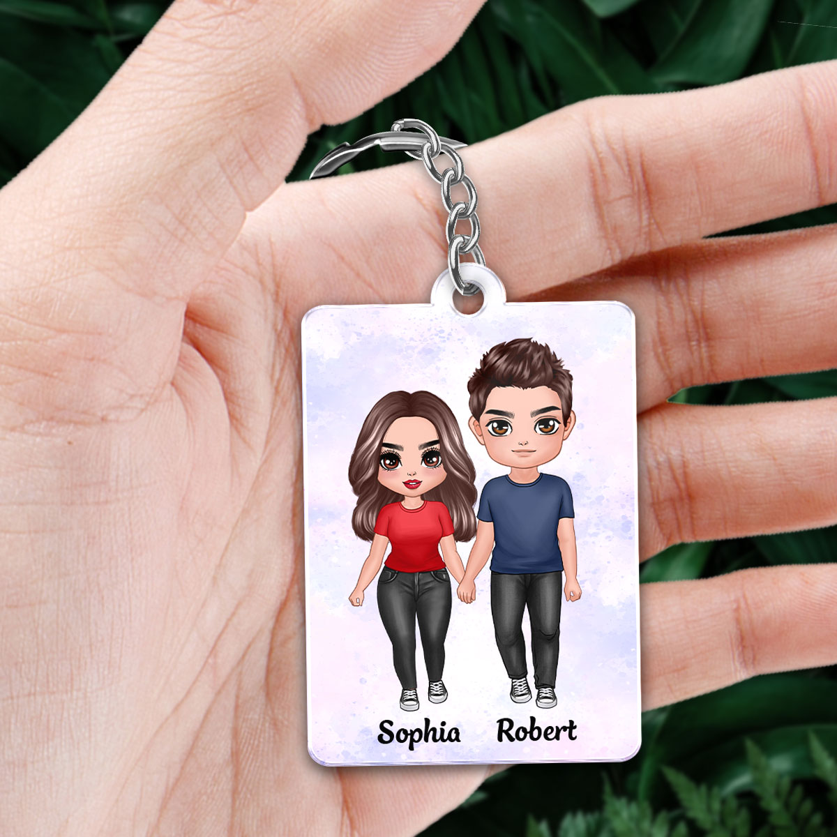 Doll Couple Standing The Day I Met You Personalized Acrylic Keychain