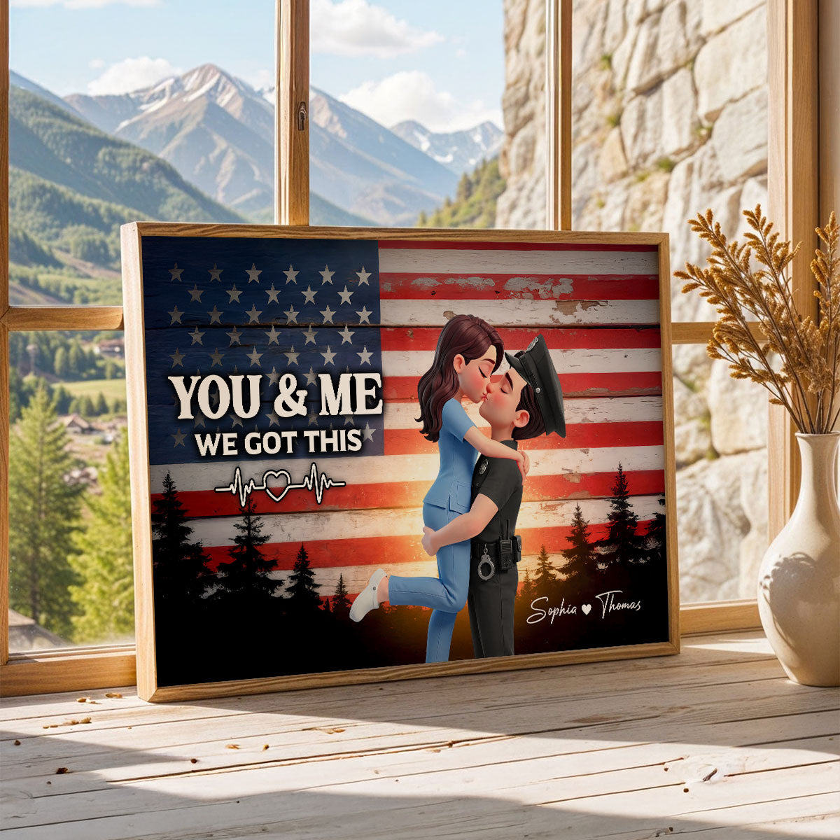 Proud Hero Couple Nation Flag - Personalized Poster - Valentine's Day Gift For Couple, For Him, For Her, Nurse, Police, Firefighter, Army