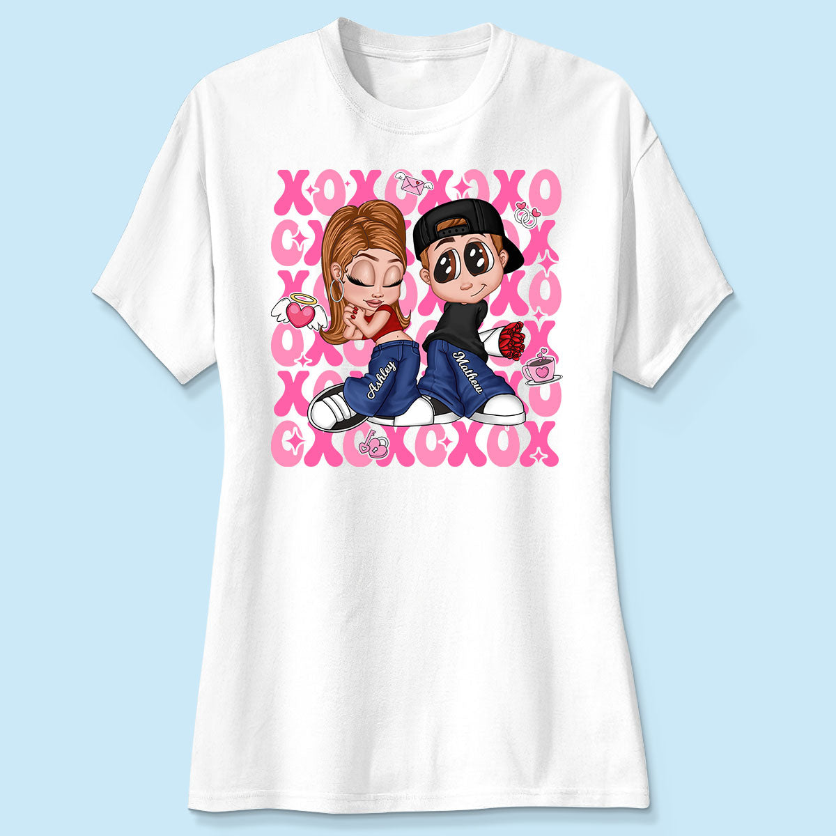 XOXO Y2K Couple  Personalized Shirt, Gift for Him for Her