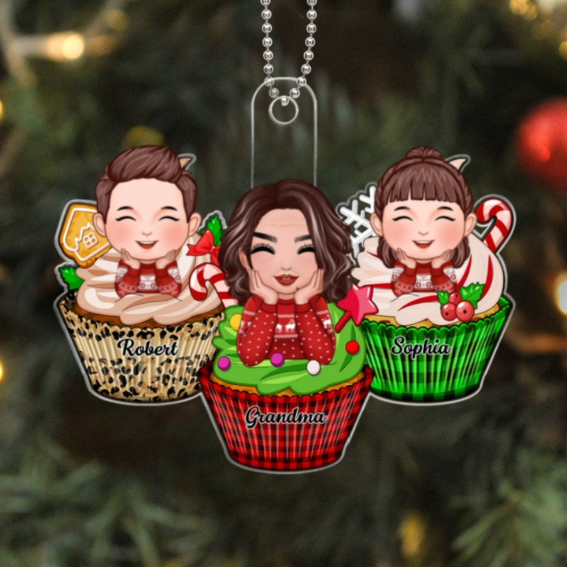 Grandma Grandkids Cupcakes Christmas Gift For Grandson Granddaughter Personalized Acrylic Ornament