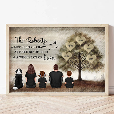 Family Sitting Back view Whole Lot Of Love Personalized Poster, Gift for Husband, Wife, Dad, Mom